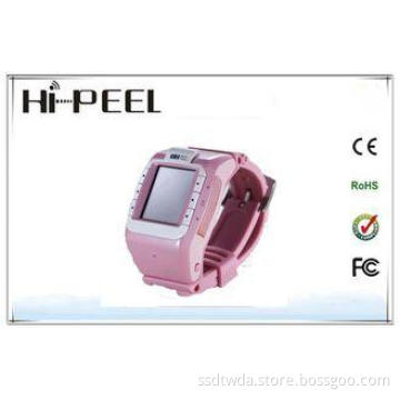 Pink Smart GSM wrist watch phone With Built-in 2.0MP Camera